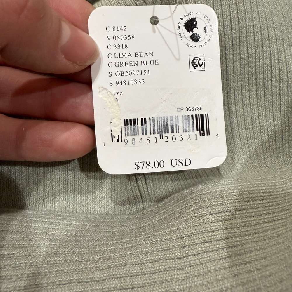 Free People Beach Lima Bean Ribbed Strapless Midi Dress Sage Green Small P NWT - Picture 7 of 9